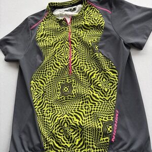 Nishiki NUS Women's Cycling Jersey LG Neon Yellow Gray 1/4 Zip